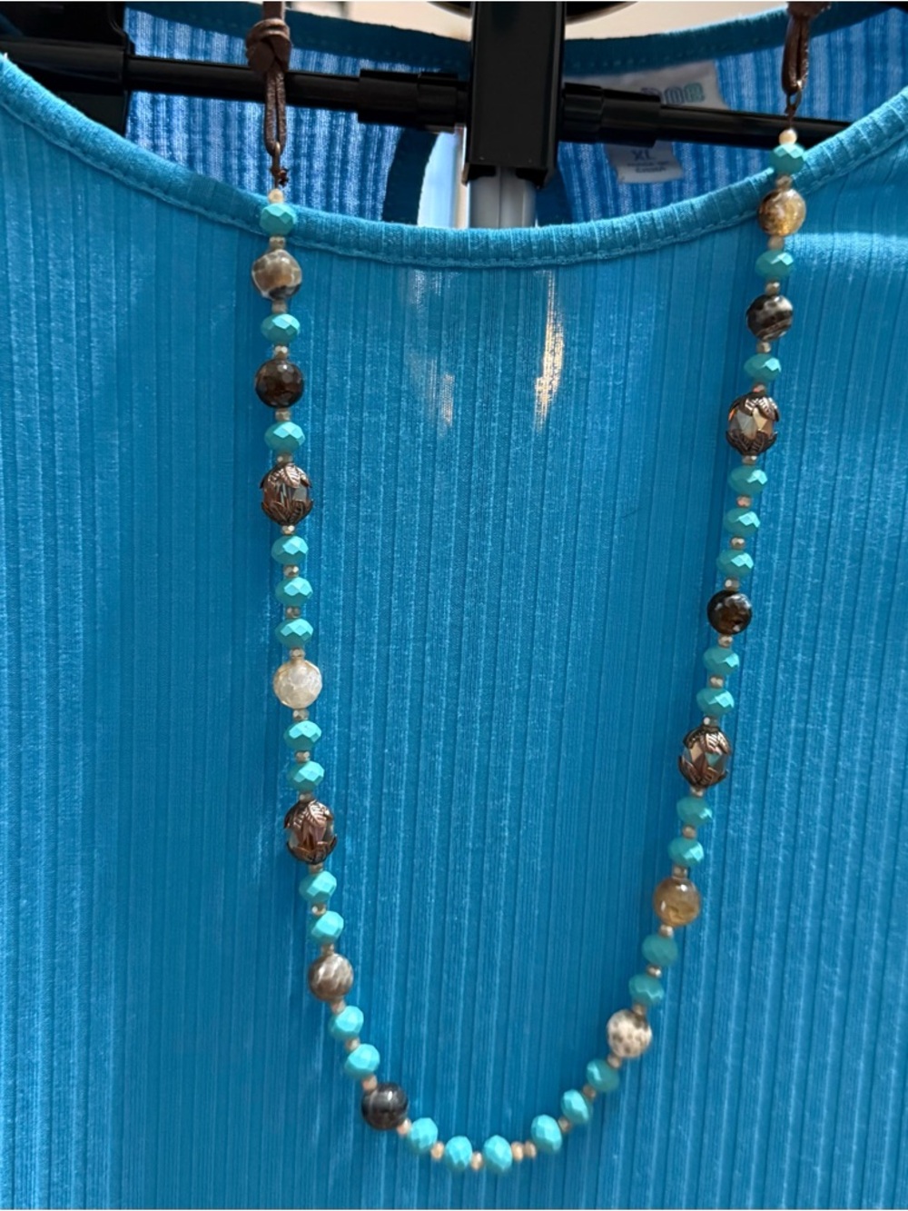 Handmade Turquoise Beaded Long Necklace